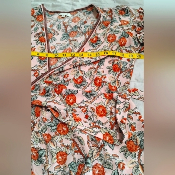 Max Studio | EUC Rose Floral Print Ruffle Sleeve Wrap High Low Dress | XS - Picture 7 of 13